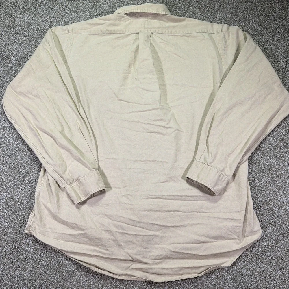 Vintage Ralph Lauren Khaki Button Down Maroon Pony XL Classic 90s